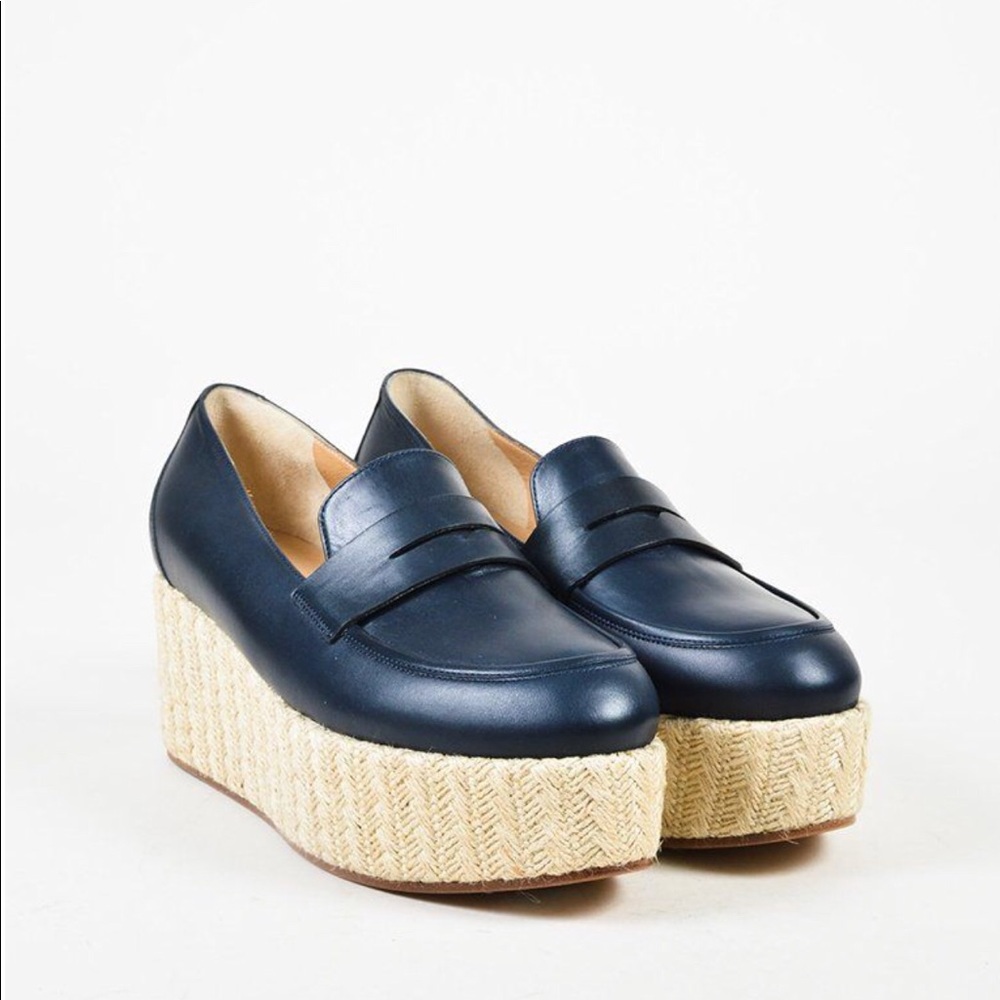 Gabriela Hearst NIB Navy Brucco platform oxford 39